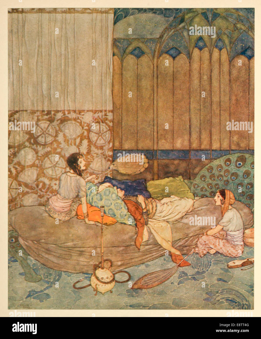 King of the Ebony Isles - Edmund Dulac illustration from ‘Stories from the Arabian nights’. See description for more information Stock Photo