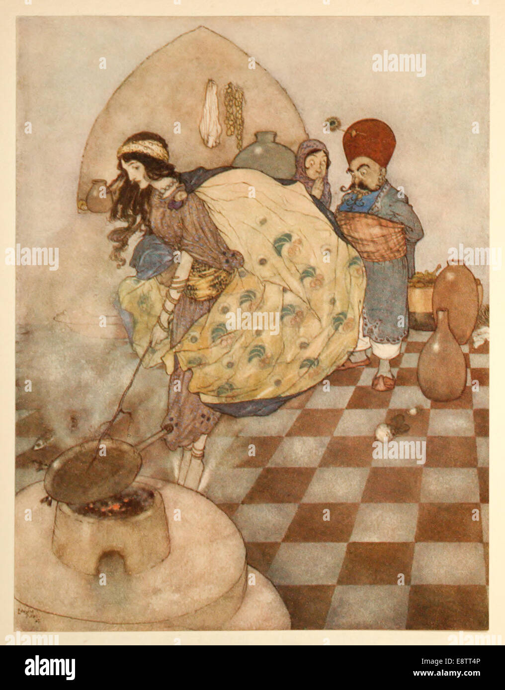 Fisherman & the Genie - Edmund Dulac illustration from ‘Stories from the Arabian nights’. See description for more information Stock Photo
