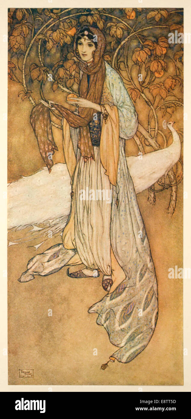 Edmund Dulac (1882-1953) illustration from ‘Stories from the Arabian nights’ by Laurence Housman. See description for more info. Stock Photo