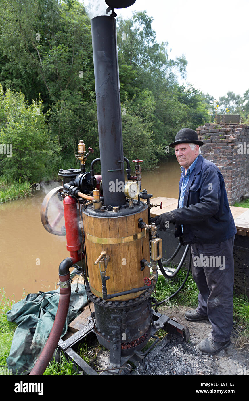 Steam powered water pump, Blists Hill Victorian town, Ironbridge, Shropshire, England, UK Stock Photo