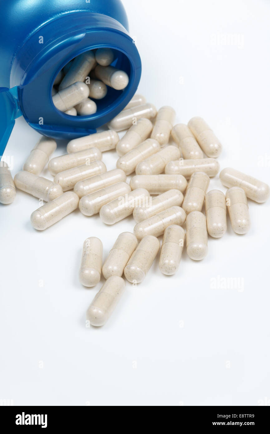 Chitosan dietary supplement capsules used as an aid for weight loss and dieting Stock Photo