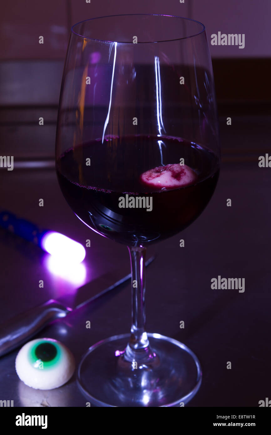 halloween eyes in a wine glass Stock Photo