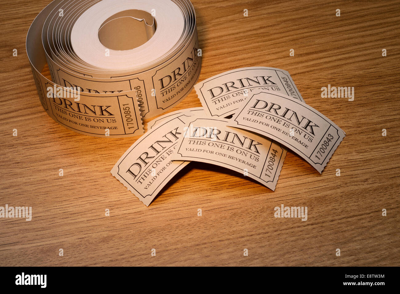 Roll of drink voucher tickets Stock Photo