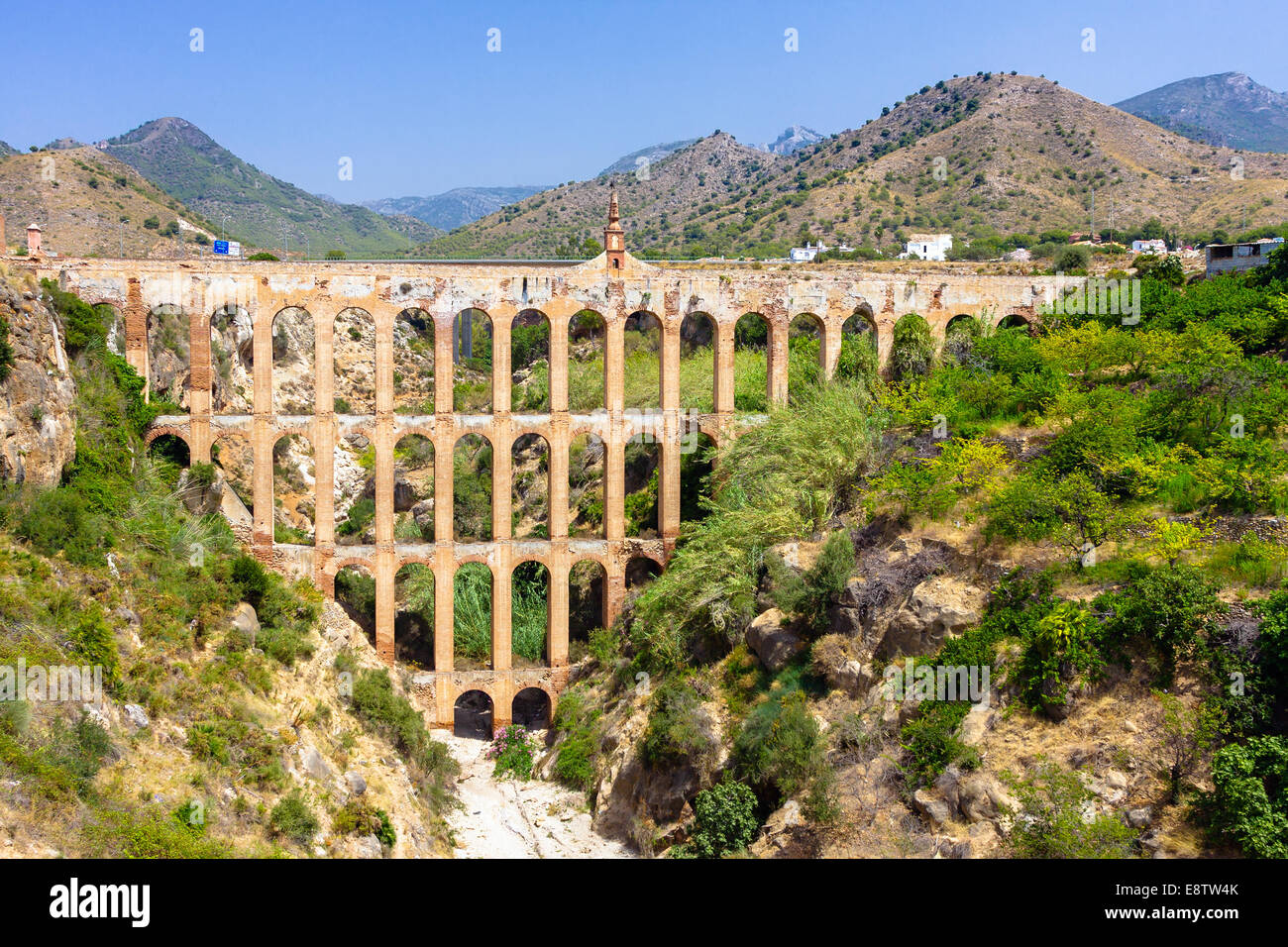 Old aqueduct in Nerja, Spain Stock Photo