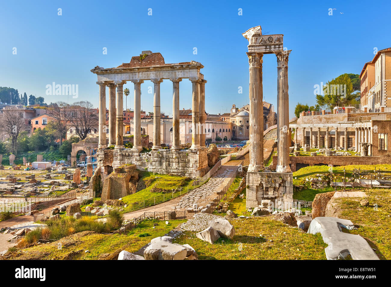 Roman ruins in Rome, Forum Stock Photo