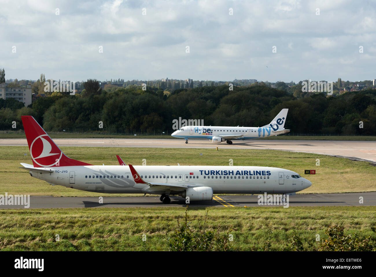 Turkish Airlines Boeing 737900 and Flybe Embraer ERJ175 at Birmingham