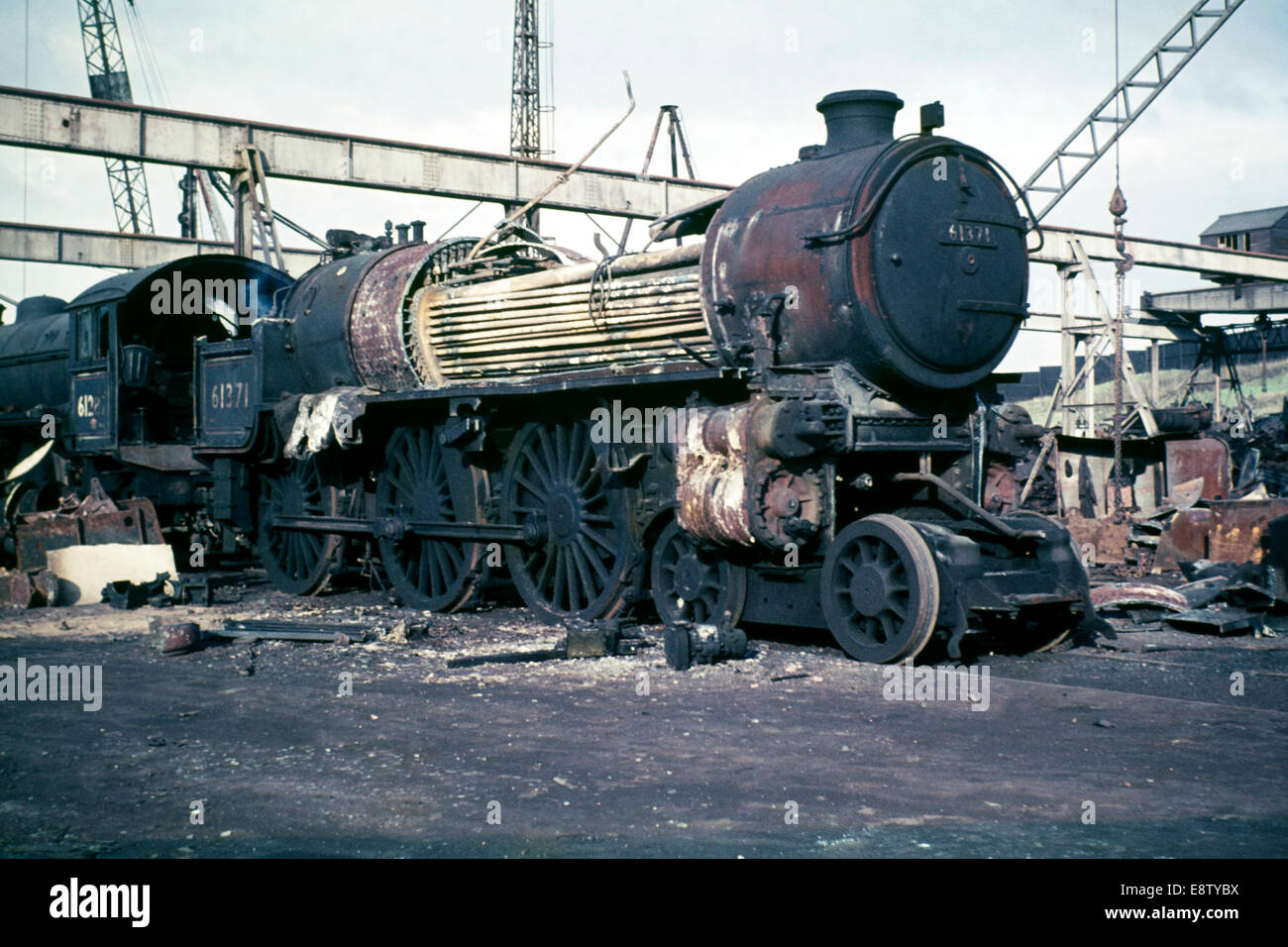 class b1 steam number 61371 in the process of being cut up