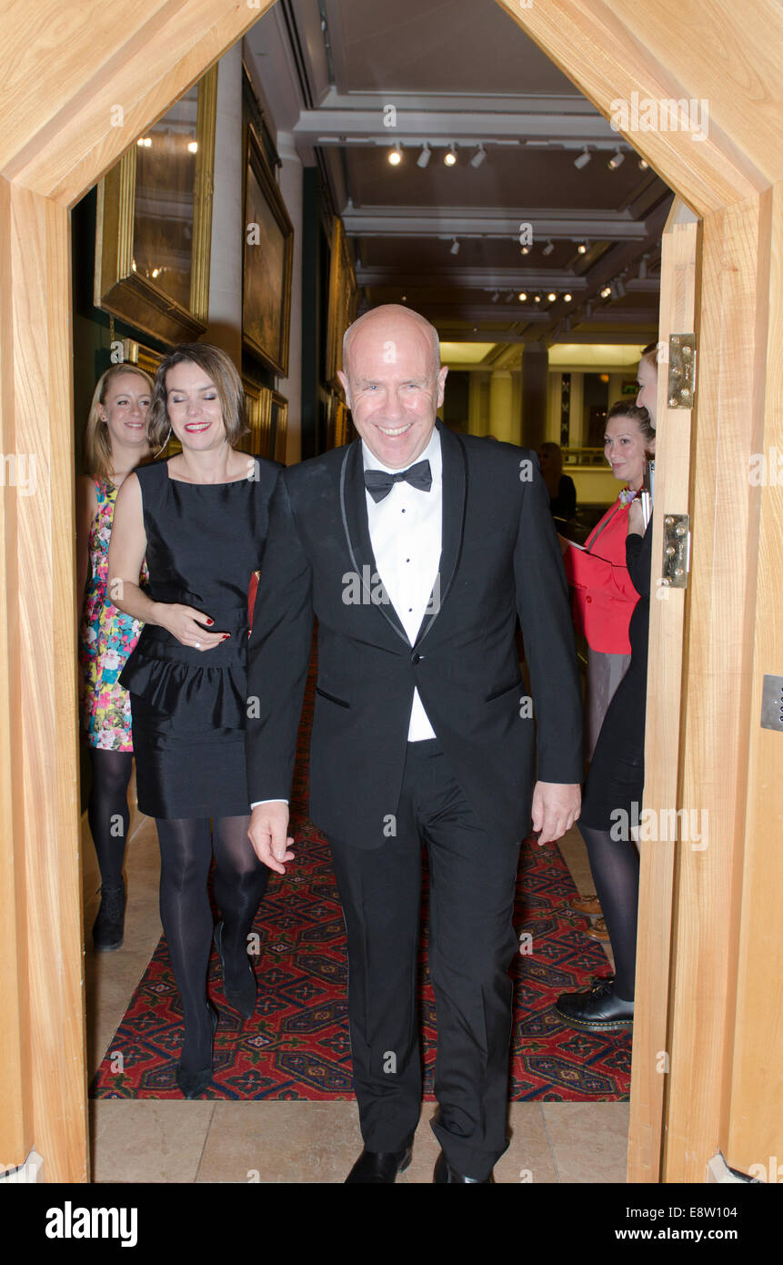 Man Booker Prize for Fiction 2014 winner Richard Flanagan for The Narrow Road to the Deep North enters press room after winning prize Guildhall London, UK 14th October, 2014. Credit:  Prixnews/Alamy Live News Stock Photo