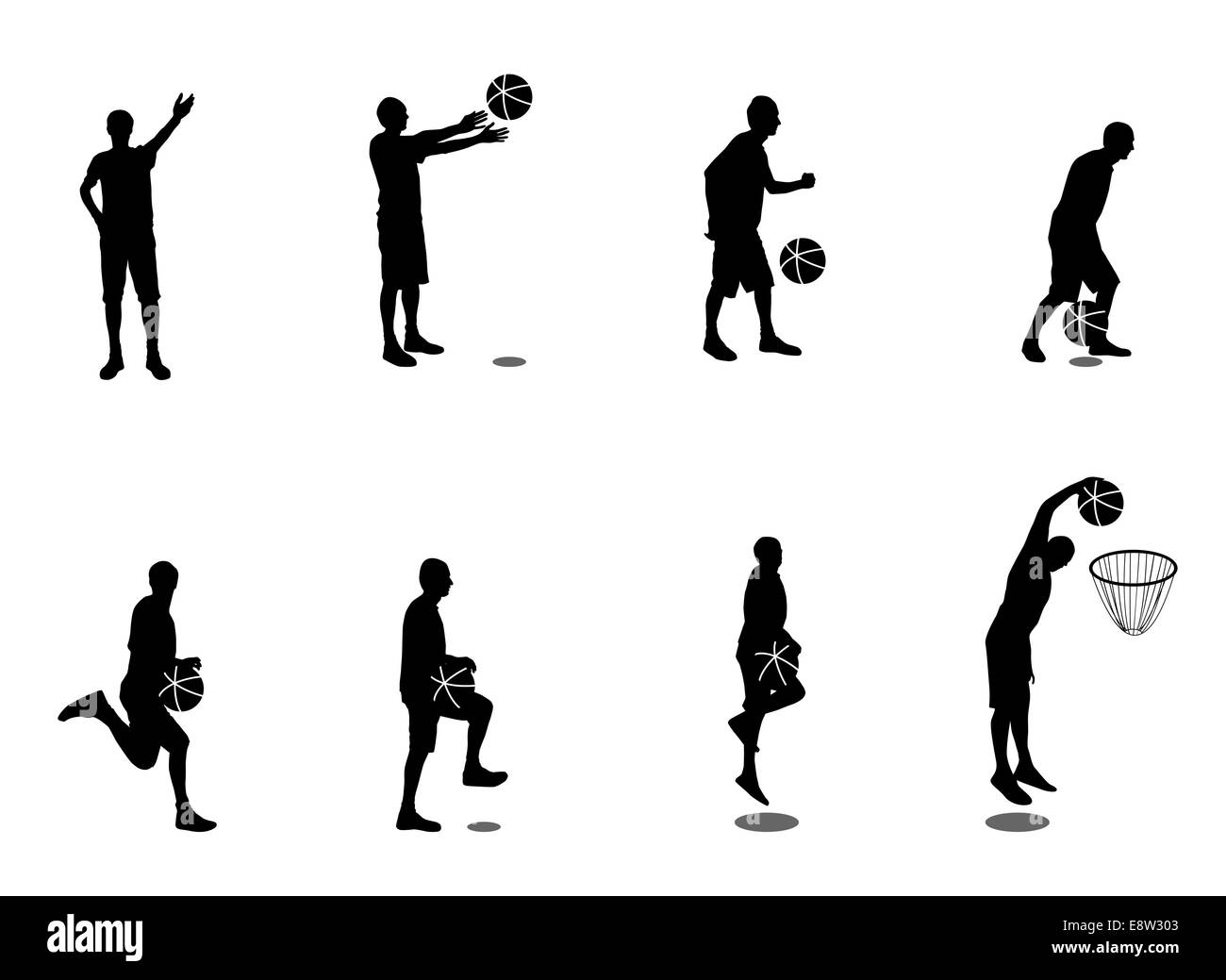 Set of Basketball Players Vector Illustration Stock Photo