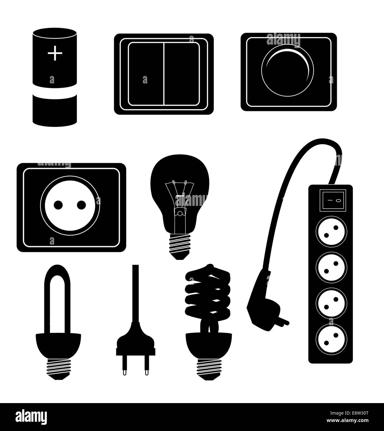 Electric accessories silhouette icons vector illustraton Stock Photo ...