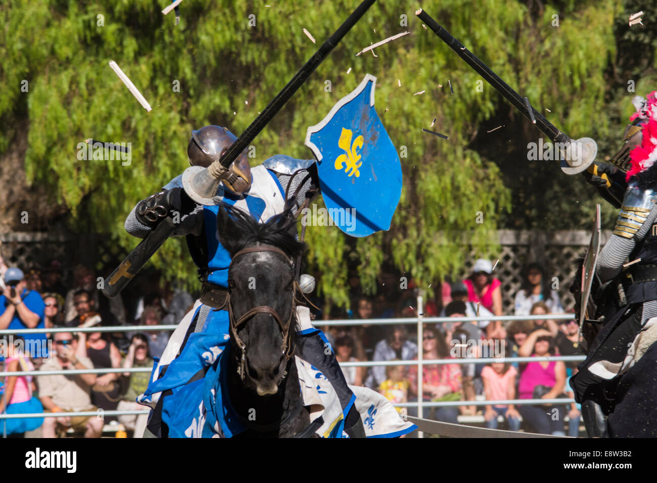 The Blue Knight vs. The Red Knight Stock Photo