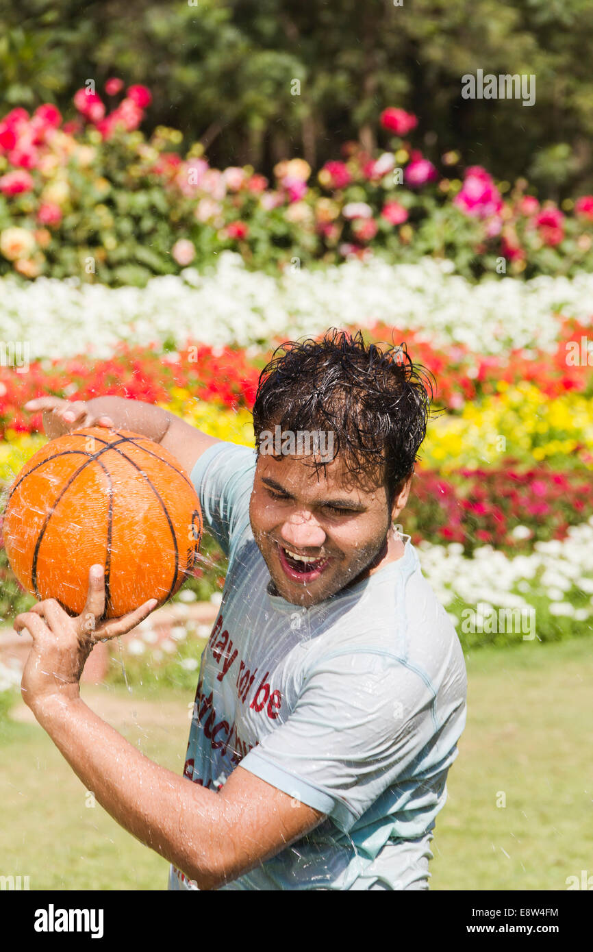 1 Indian Man Playing Basket Ball Stock Photo