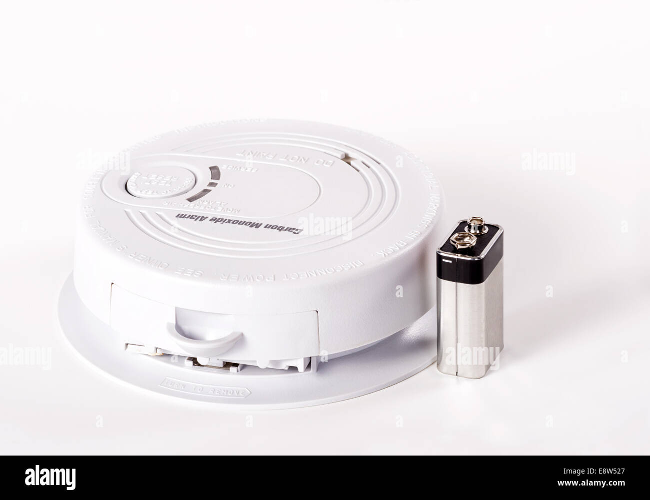 Carbon monoxide alarm with battery Stock Photo
