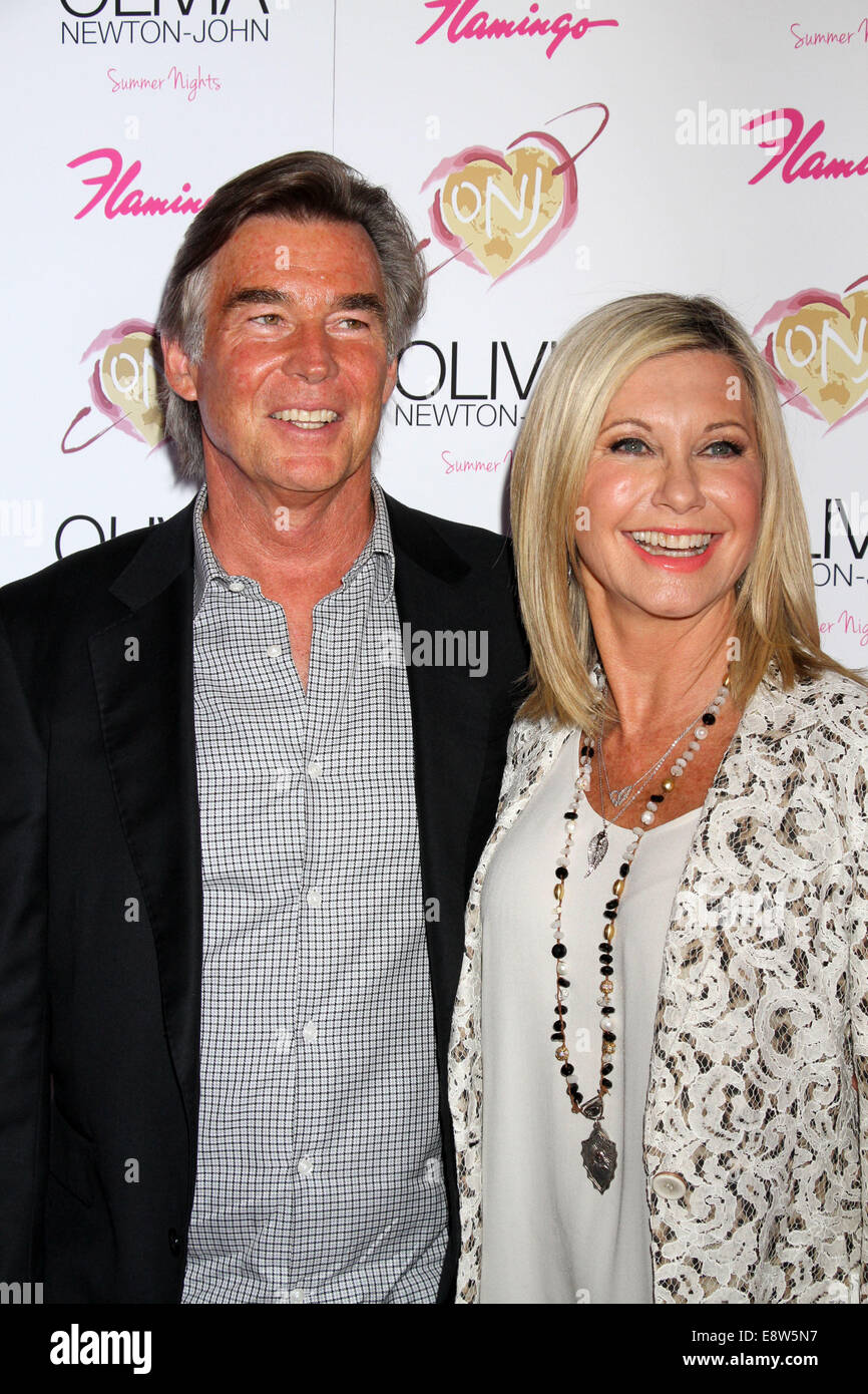 Grand Opening Olivia Newton John's 'Summer Nights' in the Donny & Marie Showroom At Flamingo Las Vegas In Las Vegas, NV on 4/11/14  Featuring: Olivia Newton-John,John Easterling Where: Las Vegas, Nevada, United States When: 12 Apr 2014 Stock Photo