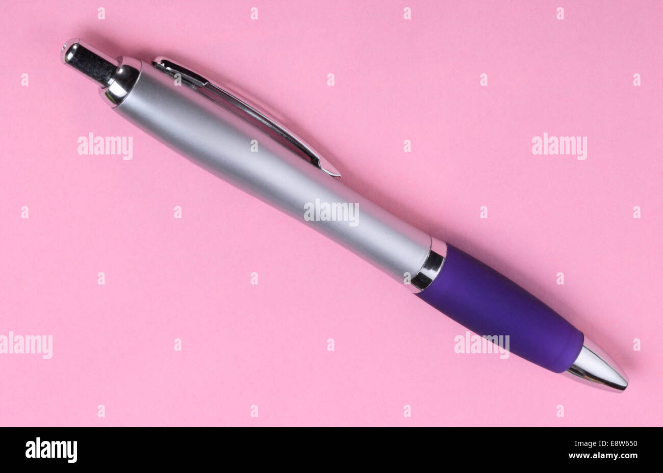 Ball Pen on Pink Background Stock Photo