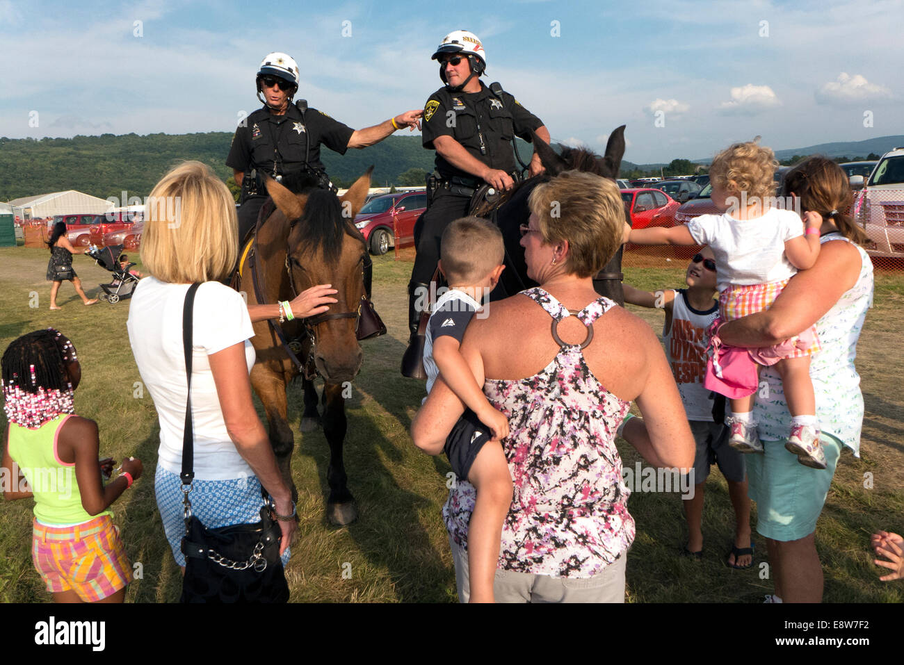 Mounted Policemen at county fair. Stock Photo