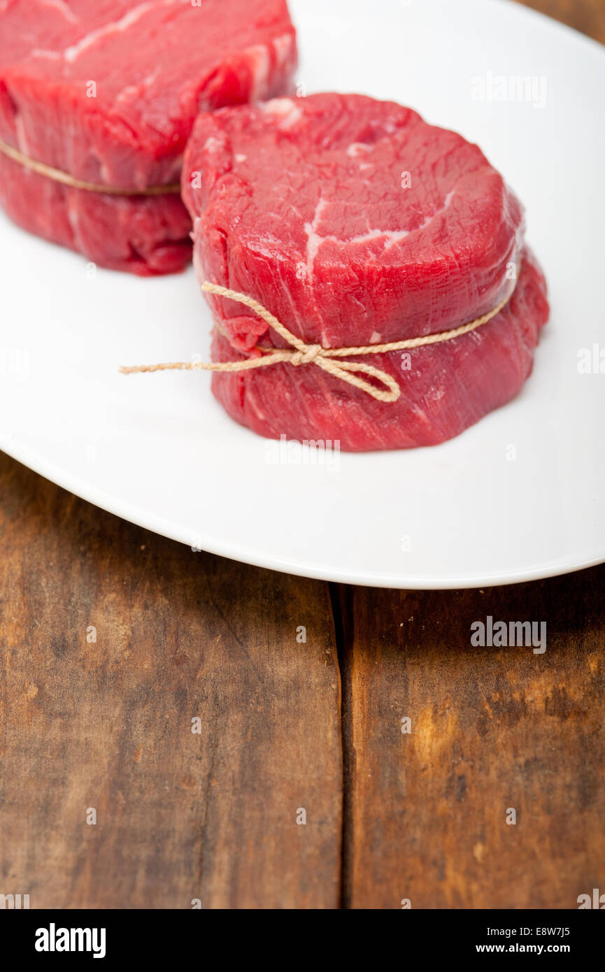 fresh raw beef filet mignon cut ready to cook Stock Photo