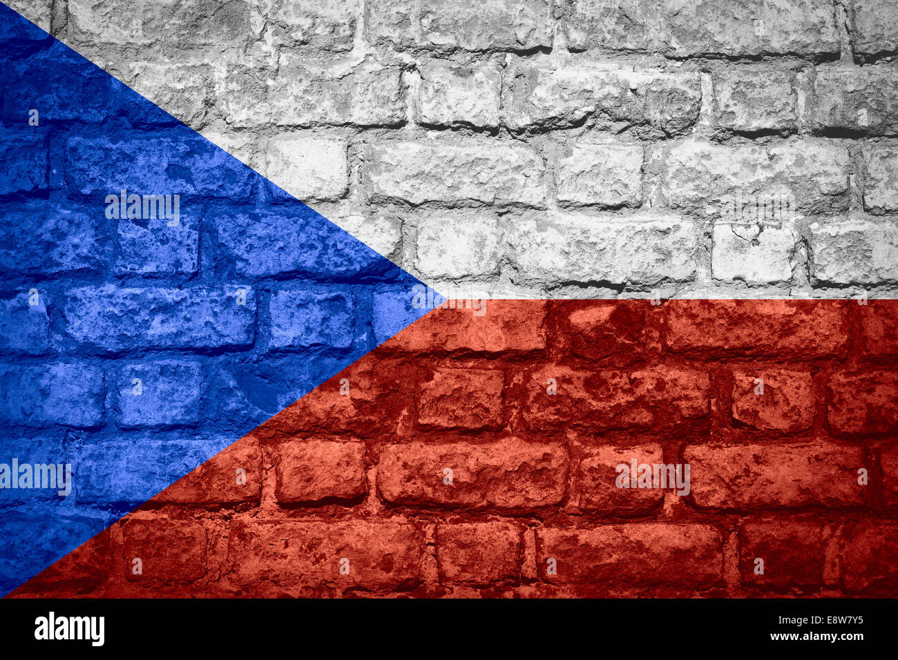 flag of Czech Republic or banner on brick texture Stock Photo