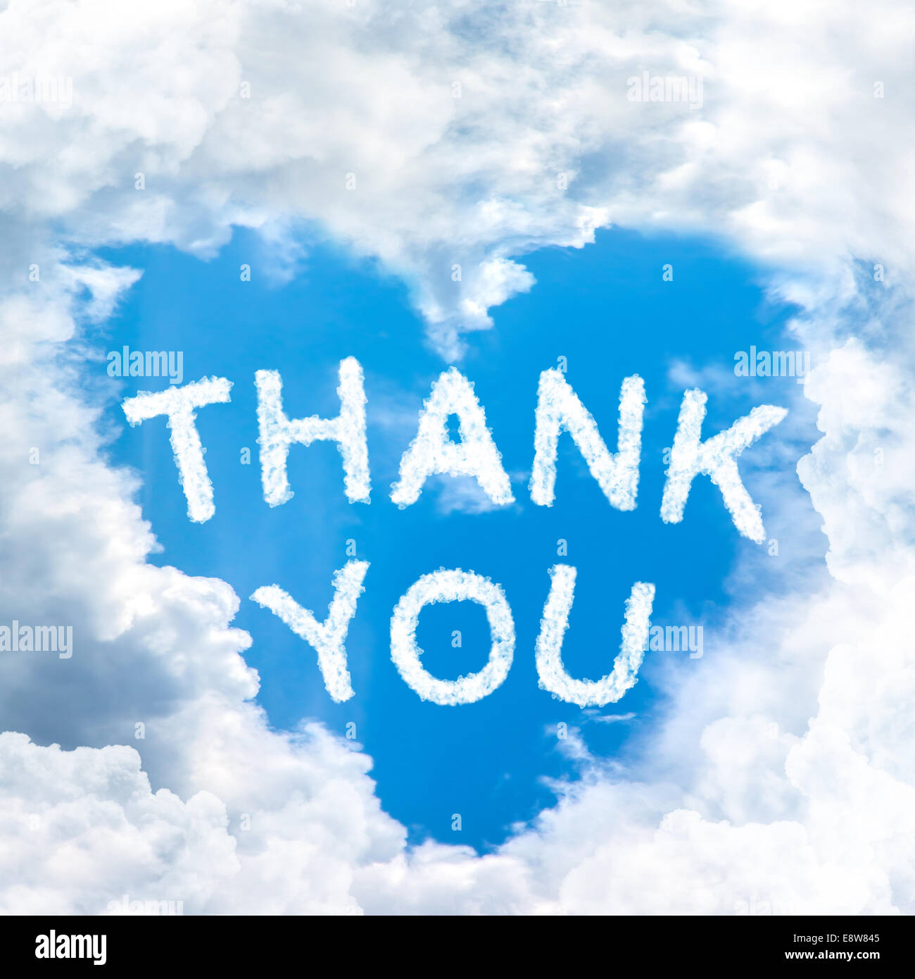 sky cloud thank you concept word inside heart shape Stock Photo - Alamy