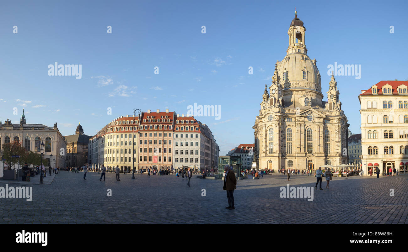 Frauenkirche and the Neumarkt, Dresden, Saxony, Germany Stock Photo