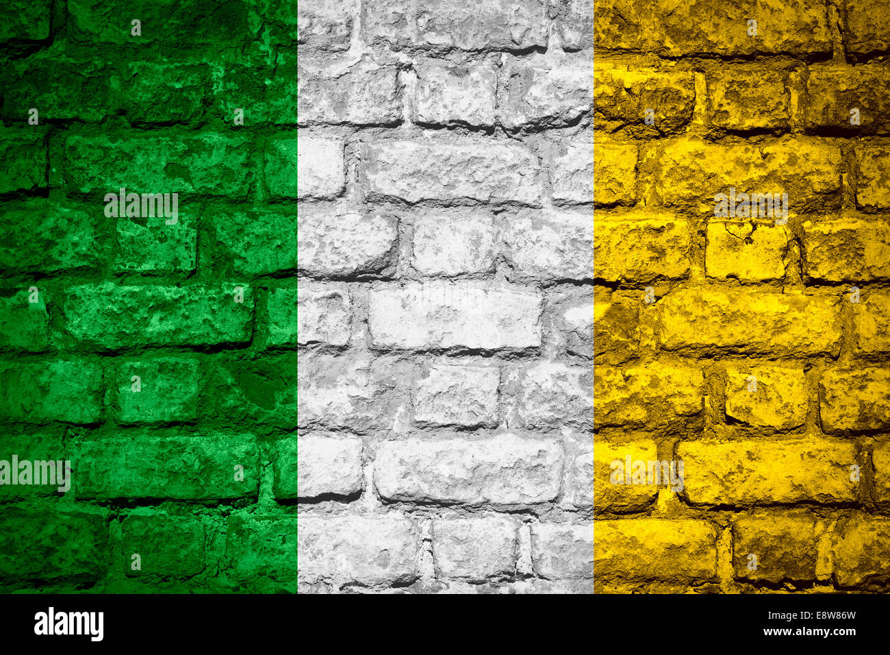 flag of Ireland or Irish banner on brick texture Stock Photo