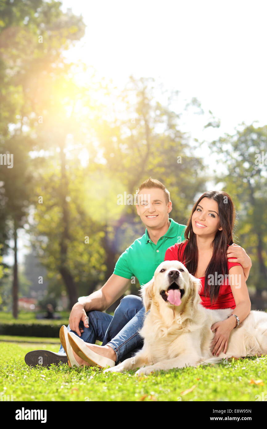Girl couple park dog High Resolution Stock Photography and Images - Alamy