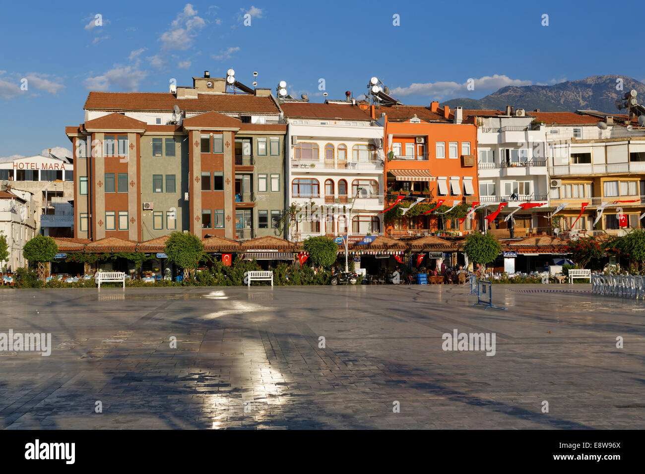 Town square at the harbour, Fethiye, Muğla Province, Aegean, Turkey Stock Photo