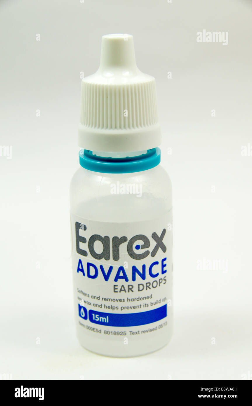 Earex Advance Ear Drops bottle. Stock Photo