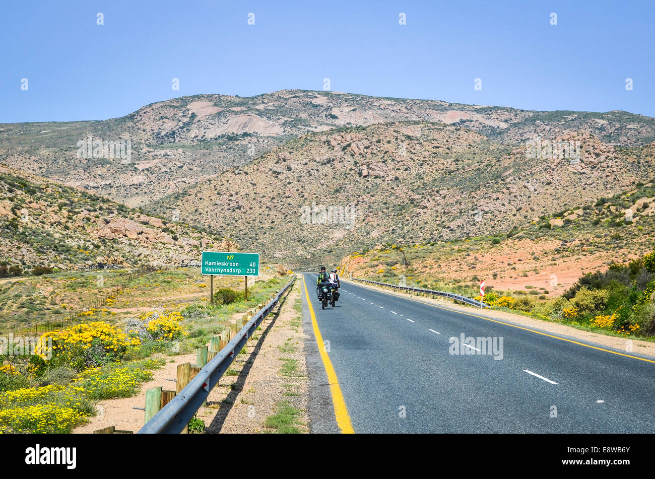 Cycle touring in the Northern Cape, South Africa Stock Photo