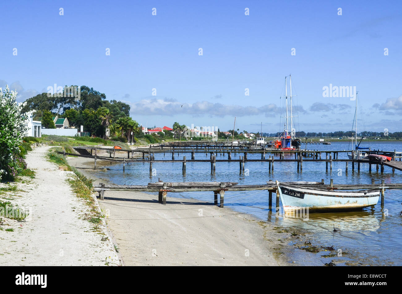 Boats in the port of Velddrif by the Berg river, South Africa Stock Photo