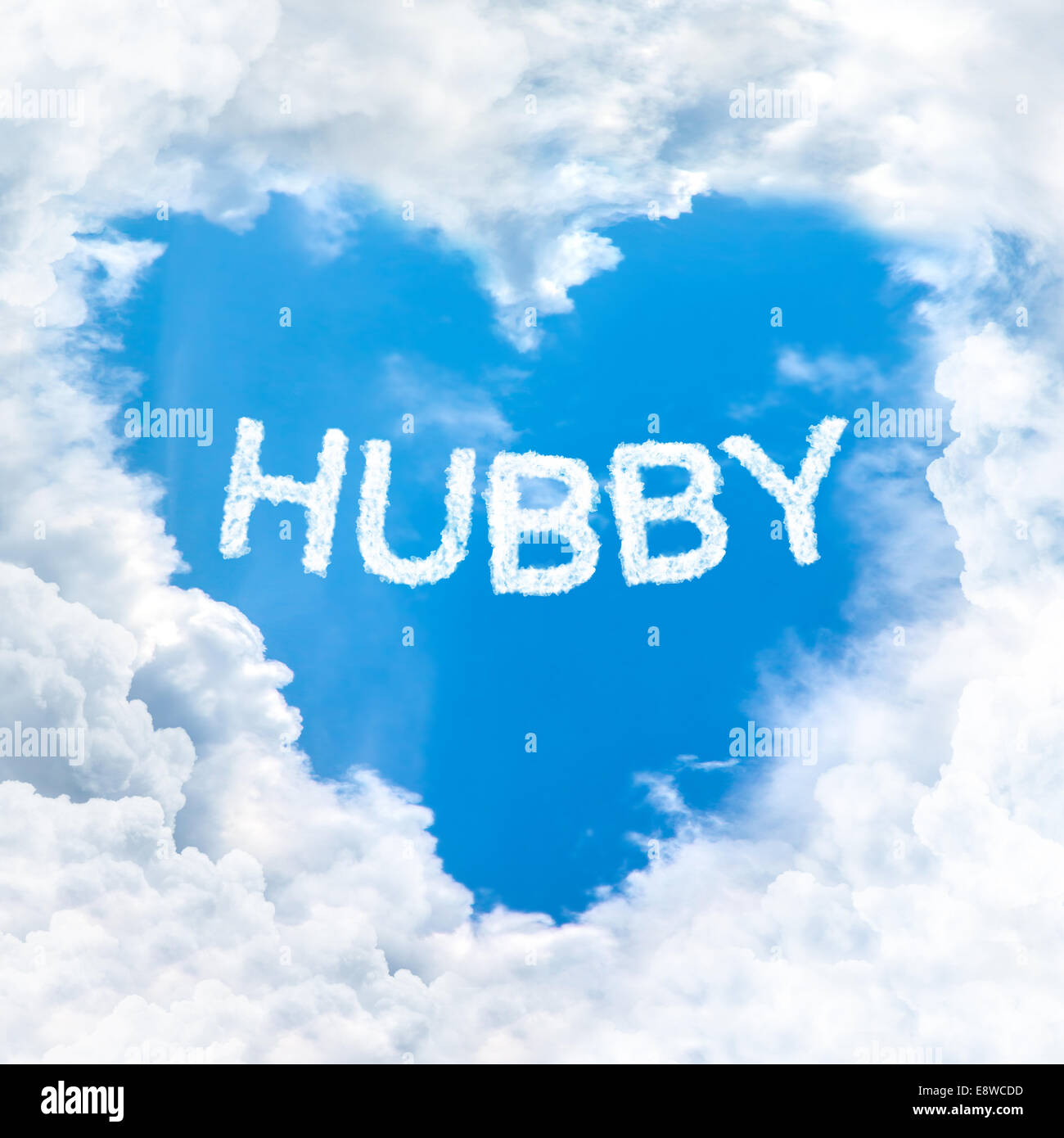 love husband word on blue sky inside heart cloud form Stock Photo