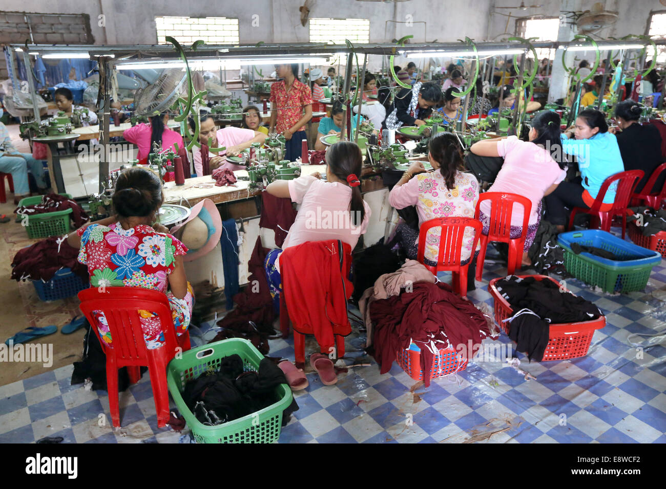 Female workers in a chinese operated textile factory in Thanaut Tee village, Takeo province