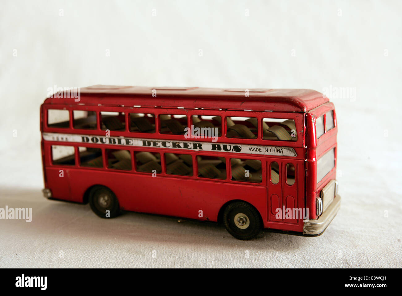 Vintage toy double-decker bus Stock Photo