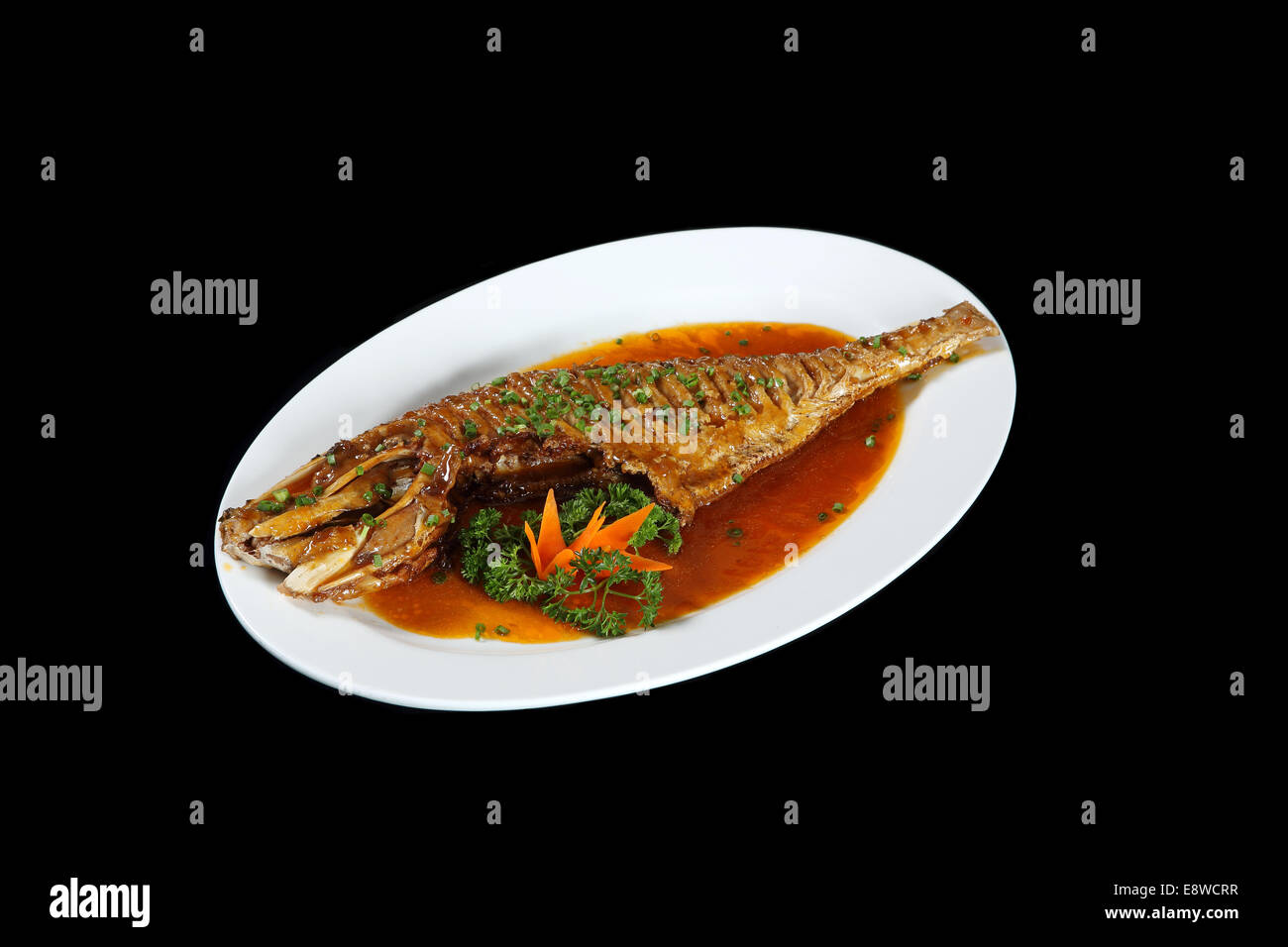 Chinese dish braised fish horse face Stock Photo Alamy