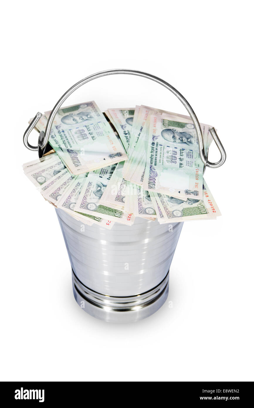 indian Bucket Abundance Money Stock Photo
