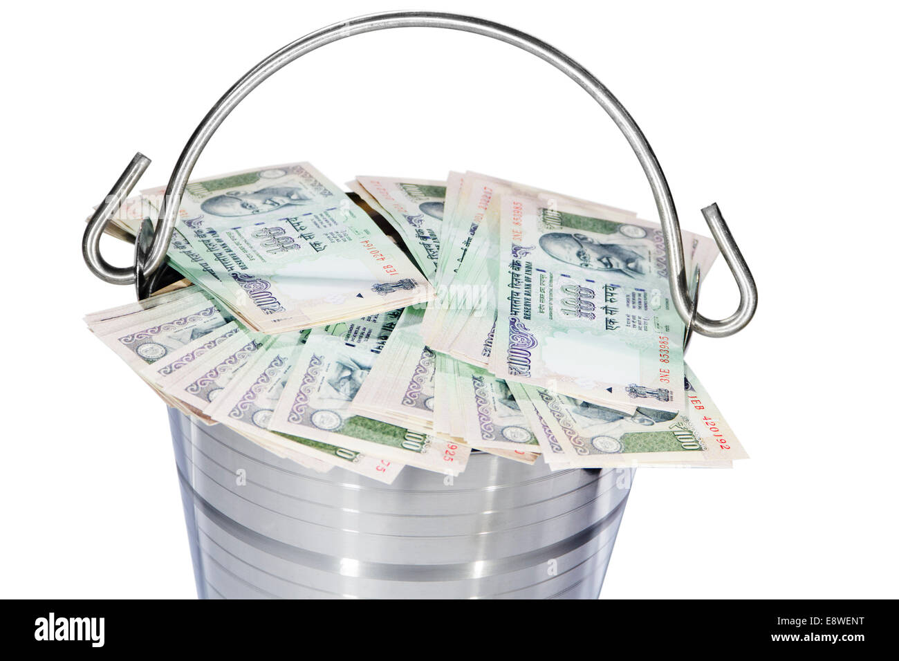 indian Bucket Abundance Money Stock Photo