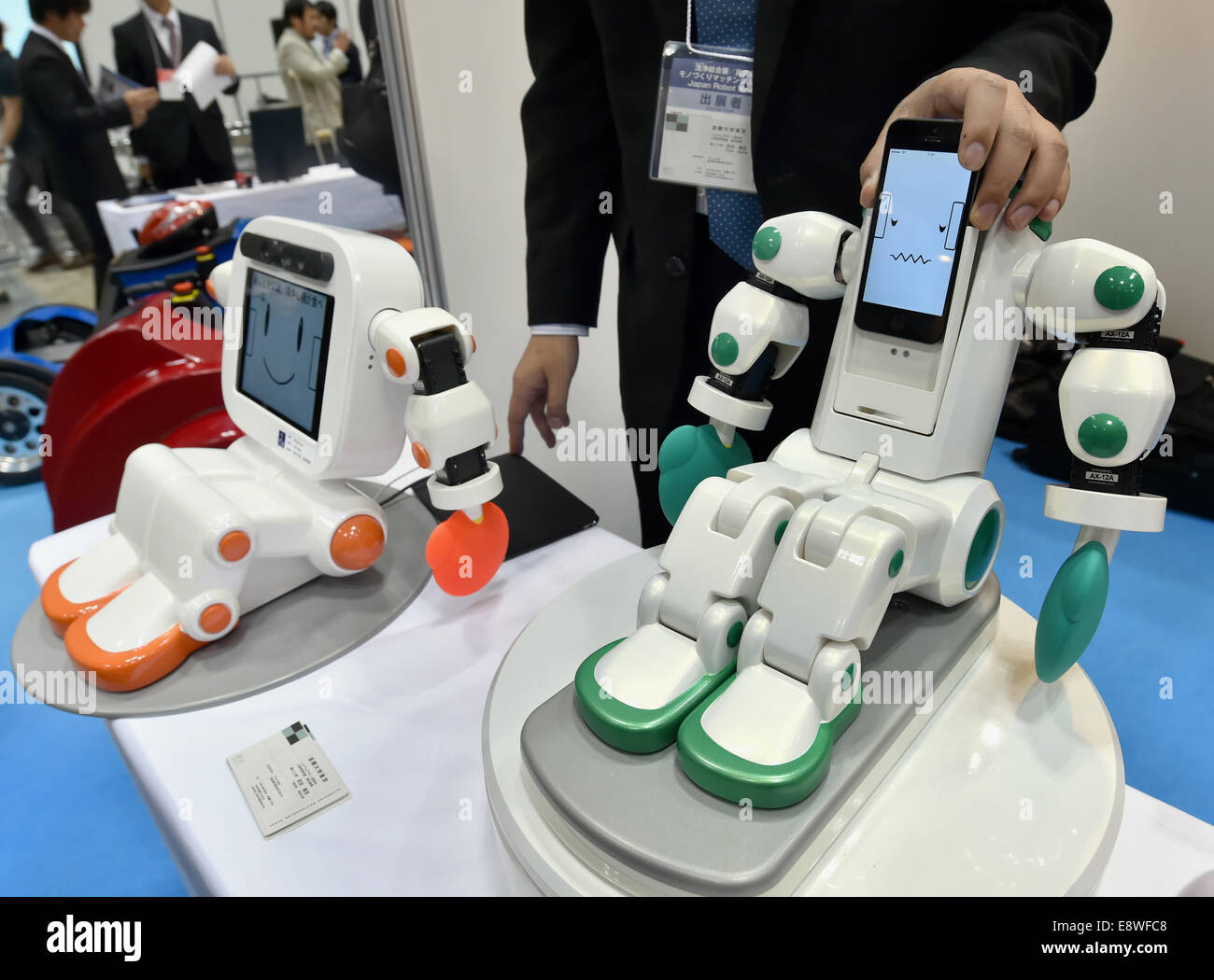 Tokyo, Japan. 15th Oct, 2014. Entertainment robots are shown at Japan Robot  Seek 2014, an exhibition of service robots and related technologies, at  Tokyo Big Sight on Thursday, October 15, 2014. The