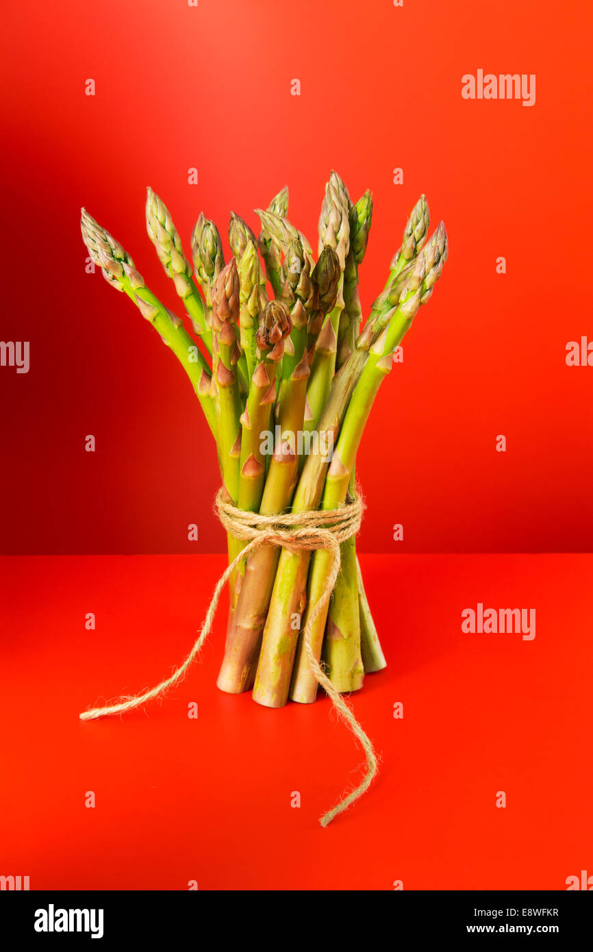 Bunch of asparagus tied with string Stock Photo