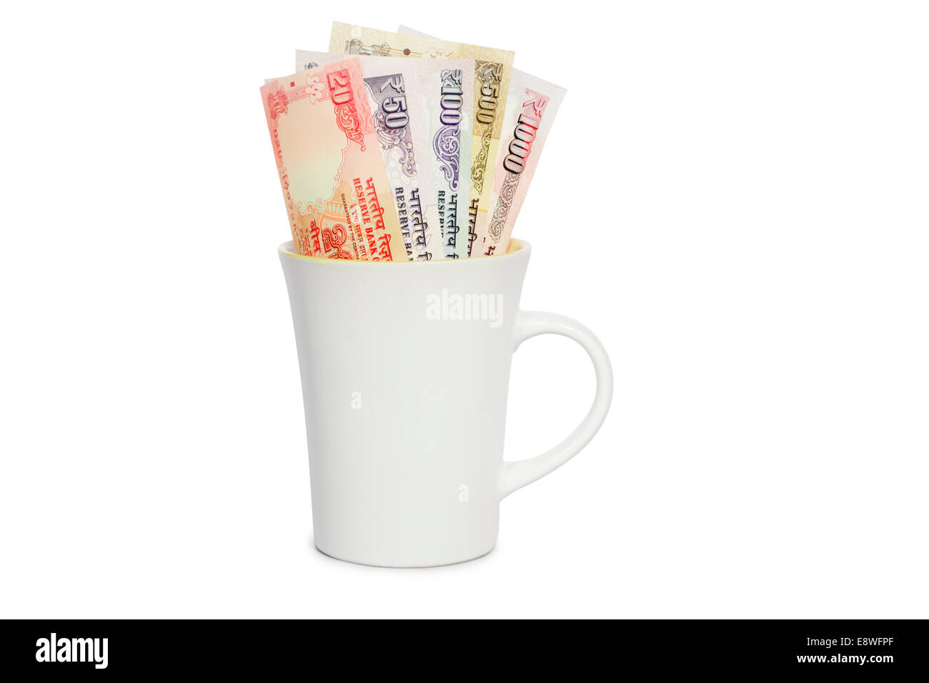 indian cash with Cup Stock Photo