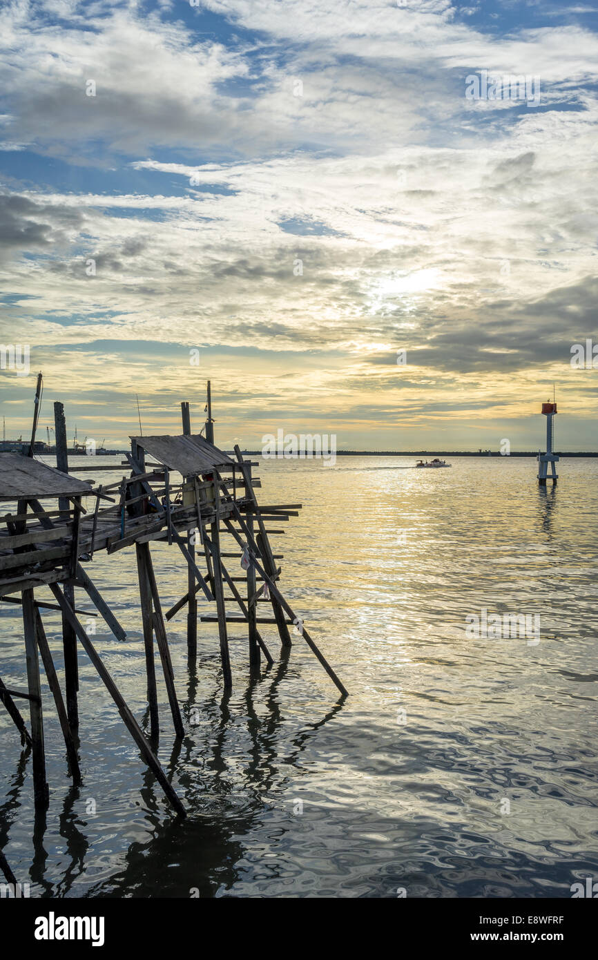 The Hidden Fishing Platform Of Tanjung Harapan Stock Photo