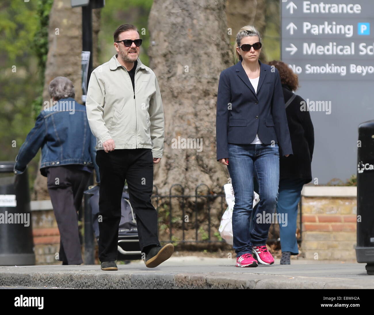 Ricky Gervais and long term partner Jane Fallon seen walking in North ...