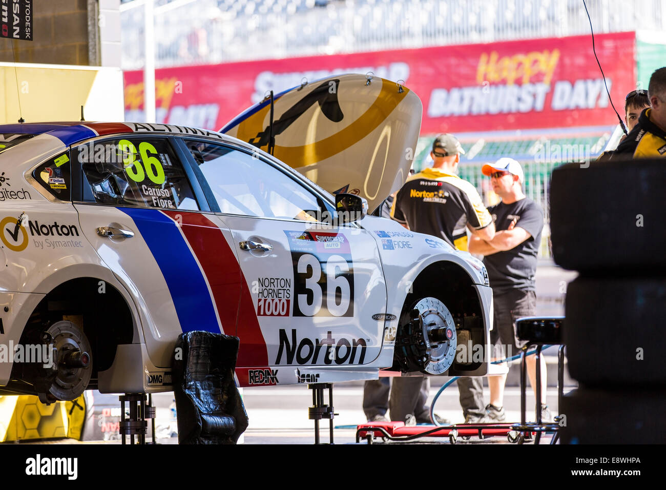 A car in the pits at the Bathurst 1000 Stock Photo