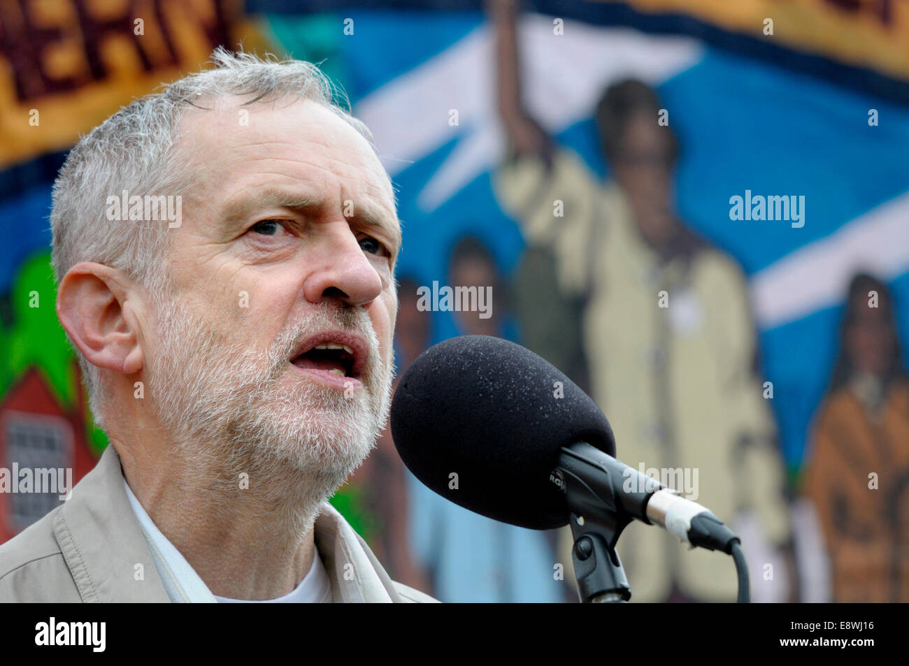 Jeremy Corbyn MP (Labour member for Islington North) at the May Day rally in Trafalgar Square, London, 2014 Stock Photo