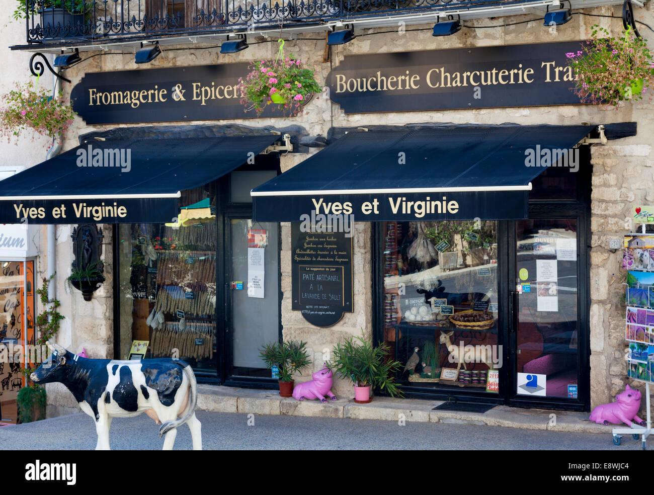 Butcher - boucherie and charcuterie shop in Sault, Vaucluse, Provence, France. Stock Photo