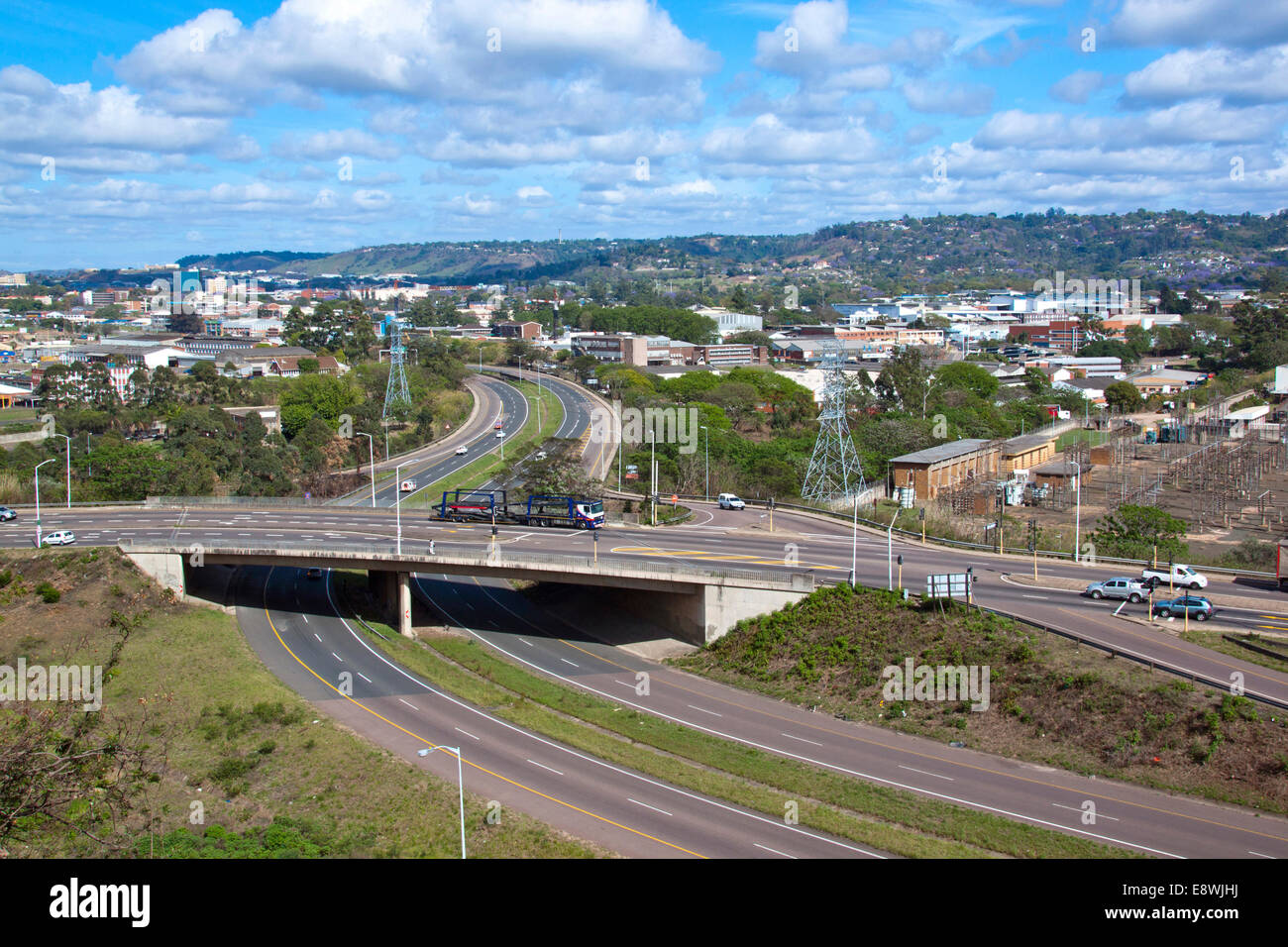 Roads and freeways lead into central business district of in