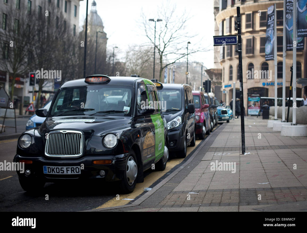 Taxi Rank outside Snow Hill Train Station in Birmingham, West Midlands. Stock Photo
