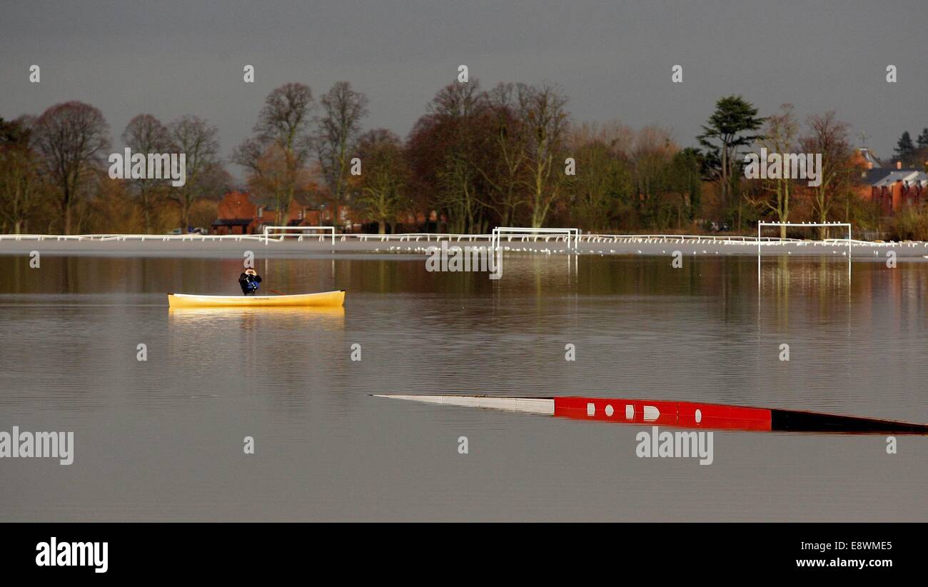 Worcester racecourse.  Flooding Worcester as the river severn bursts its banks. Stock Photo