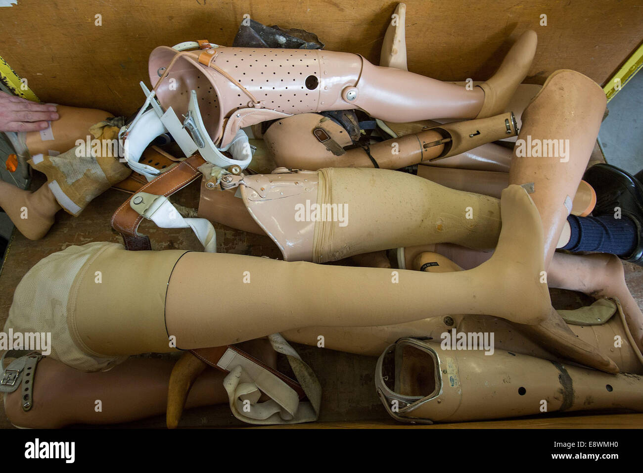 Old prosthetic limbs Stock Photo