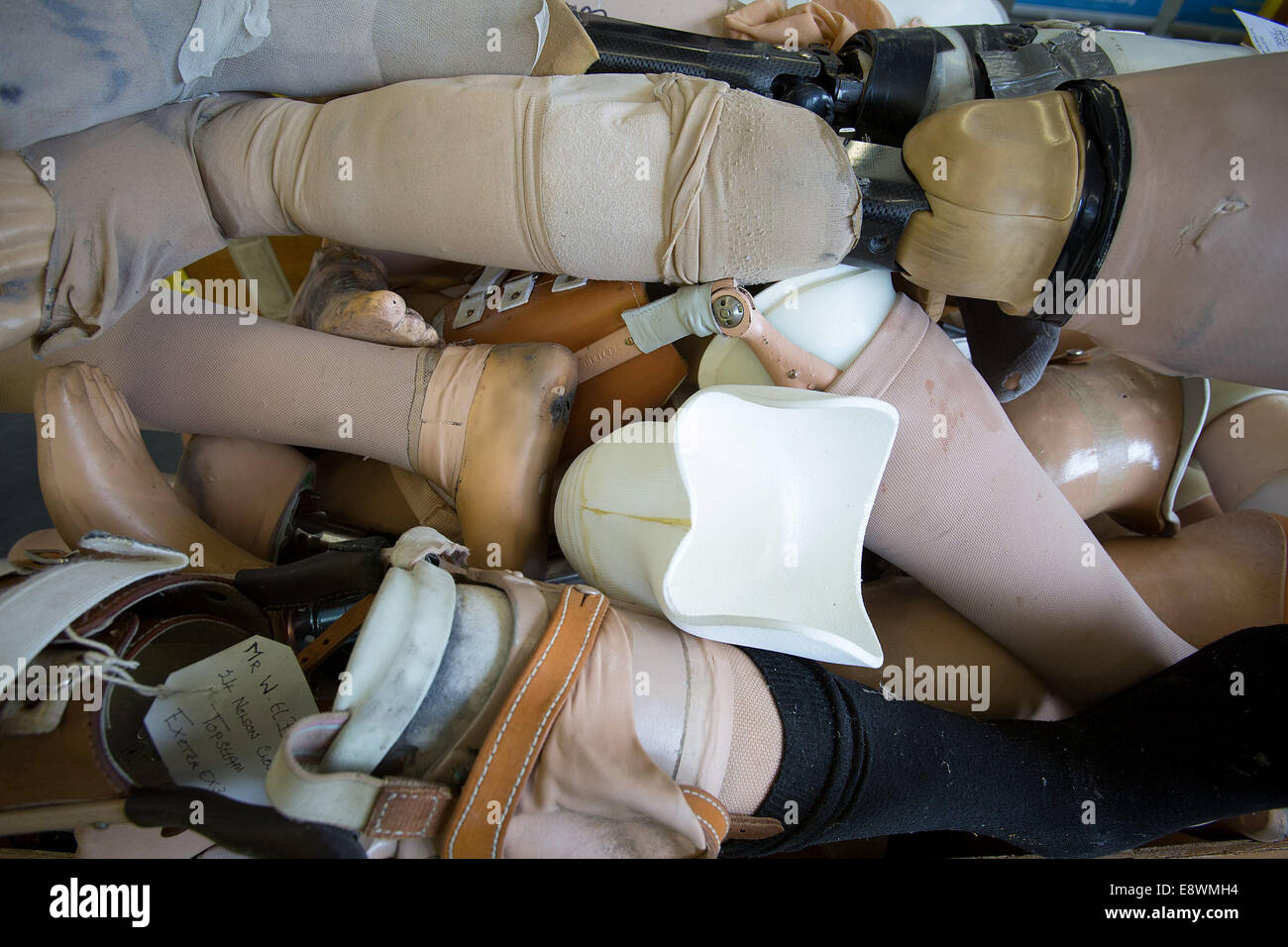 Old prosthetic limbs Stock Photo