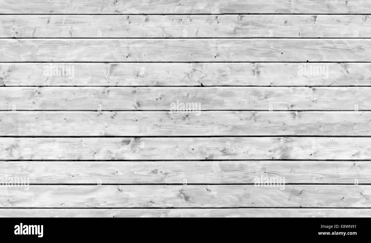 Seamless background texture of old white painted wooden lining boards wall Stock Photo